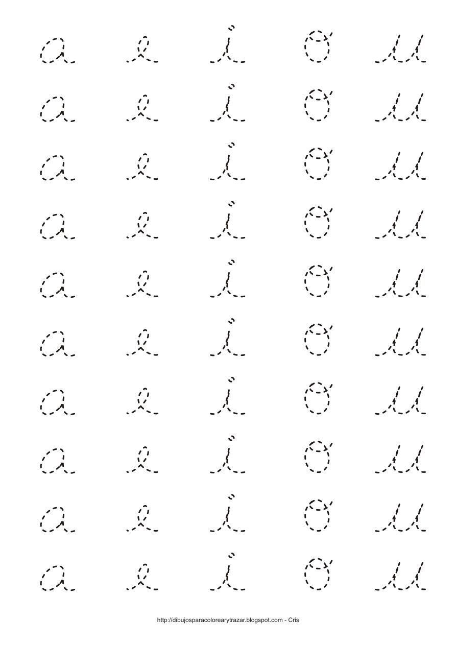Folha de Exercícios para Imprimir com Vogais para Traçar