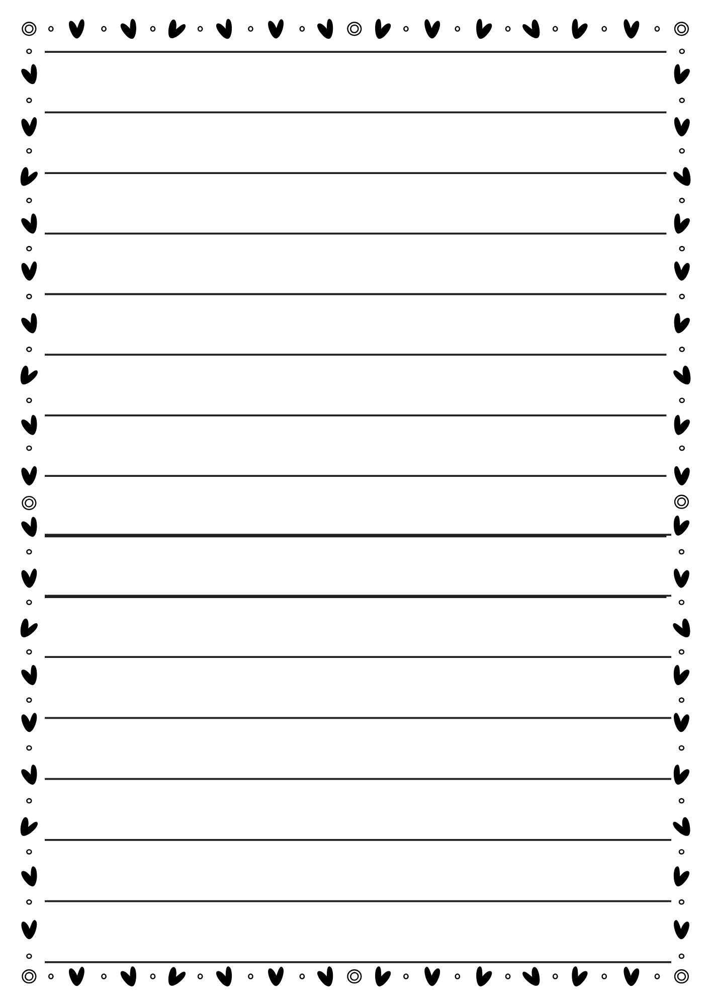 Folha decorada com linhas e corações para imprimir A4