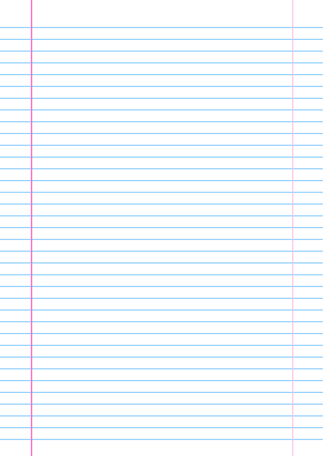 Folha Pautada A4 com Linhas e Margens Vermelhas para Imprimir