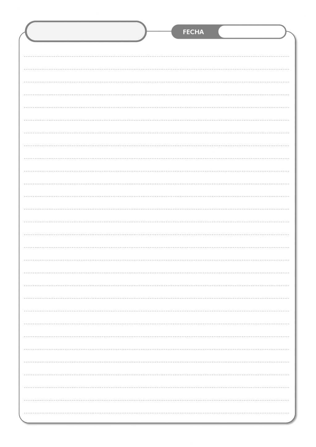 Folhas de Caderno para Impressão com Data e Linhas Horizontais