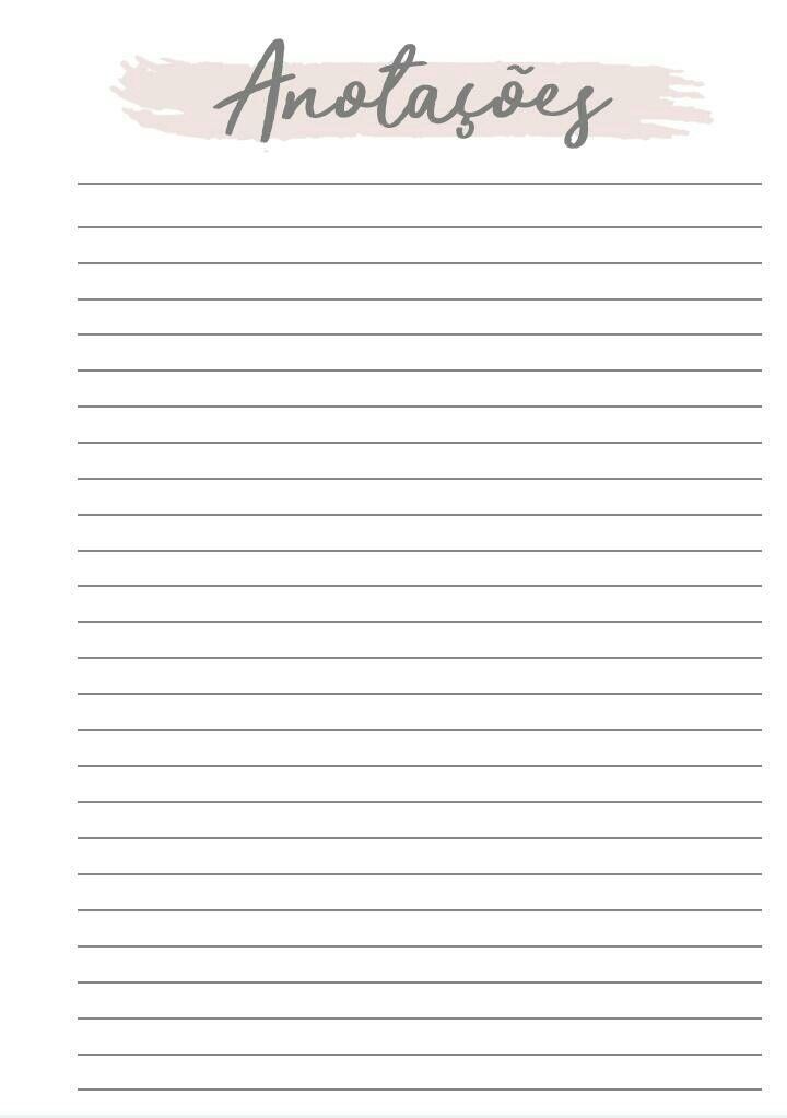 Folhas de Caderno para Impressão com Título Anotações