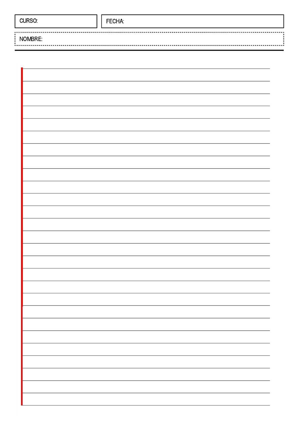 Folhas de Caderno Pautadas para Impressão com Campos Personalizáveis