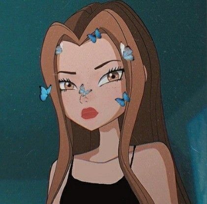 Foto de Perfil Feminino com Borboletas e Cabelo Longo