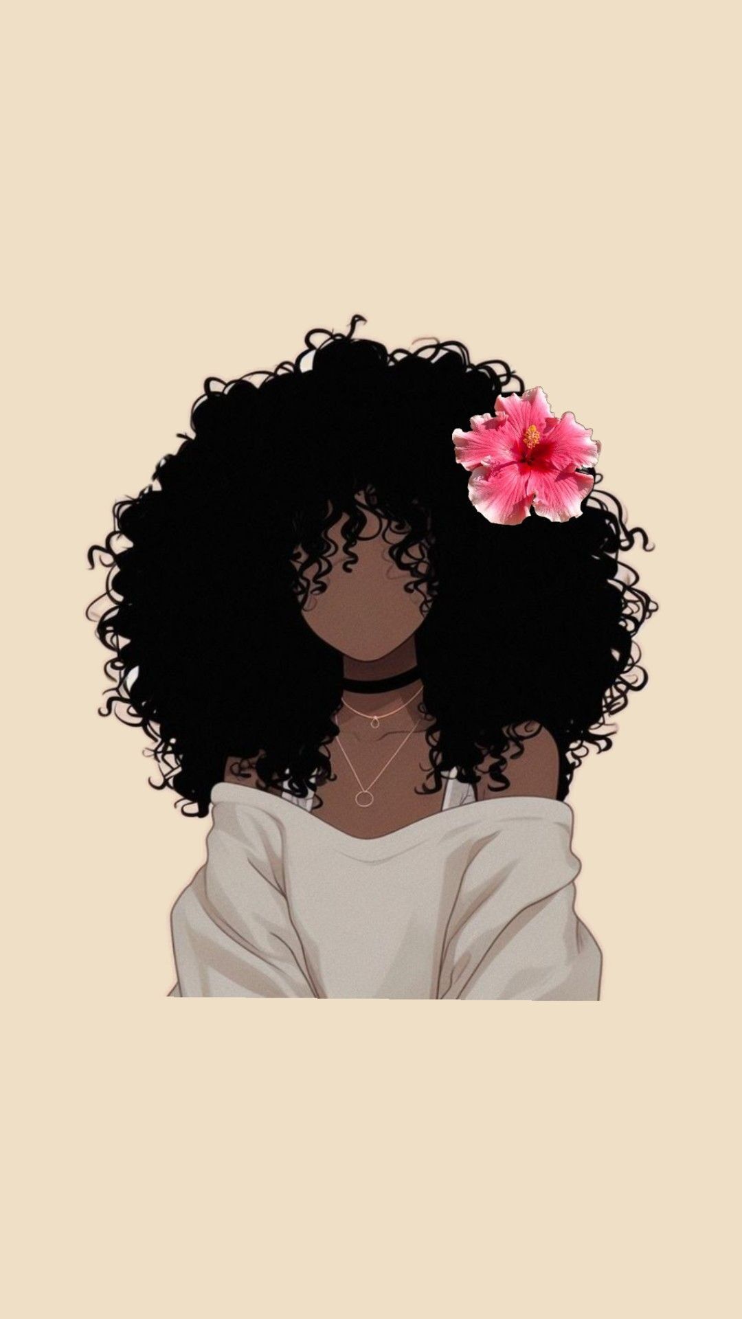 Foto de Perfil Feminino com Cabelos Cacheados e Flor