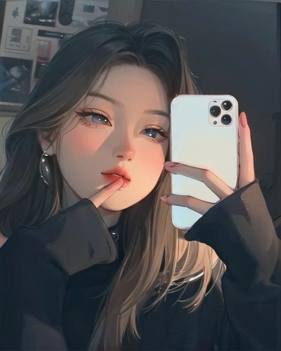 Foto de Perfil Feminino com Mulher Pensativa em Selfie