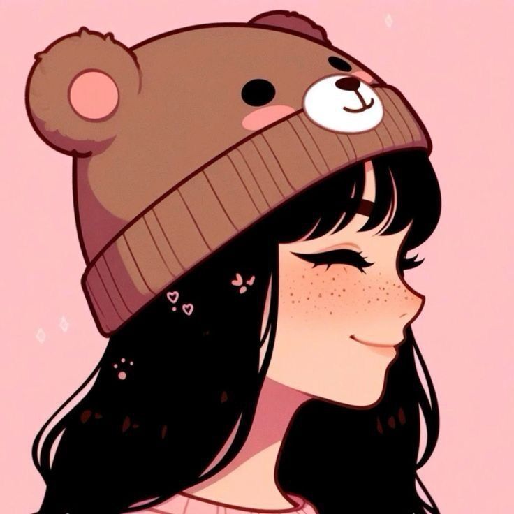 Foto de Perfil Feminino de Garota Anime com Gorro de Urso