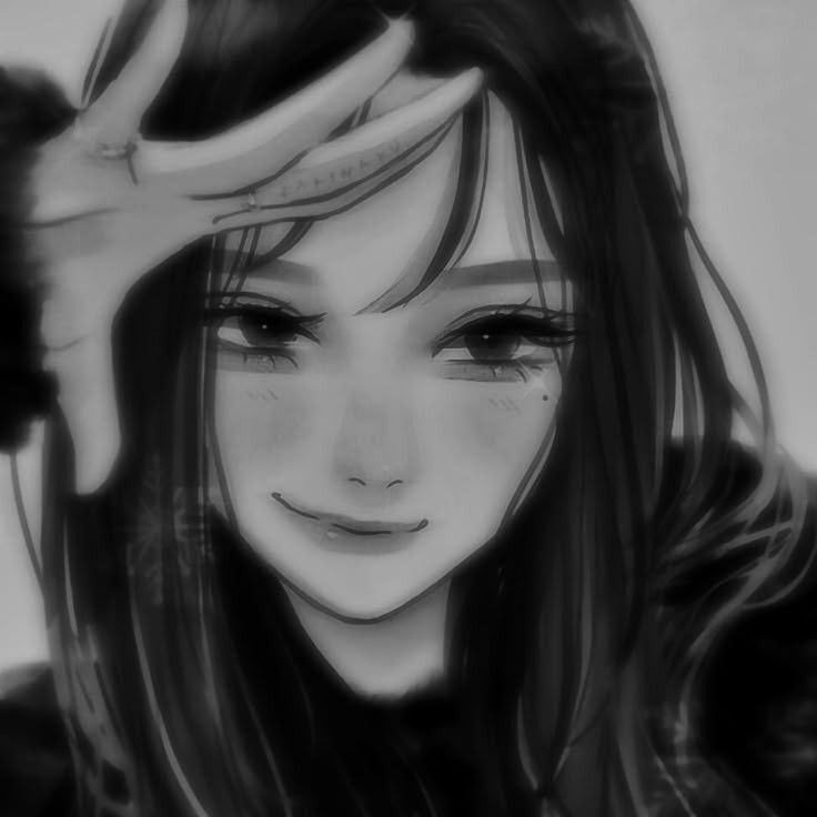 Foto de Perfil Feminino Estilo Anime em Tons de Cinza