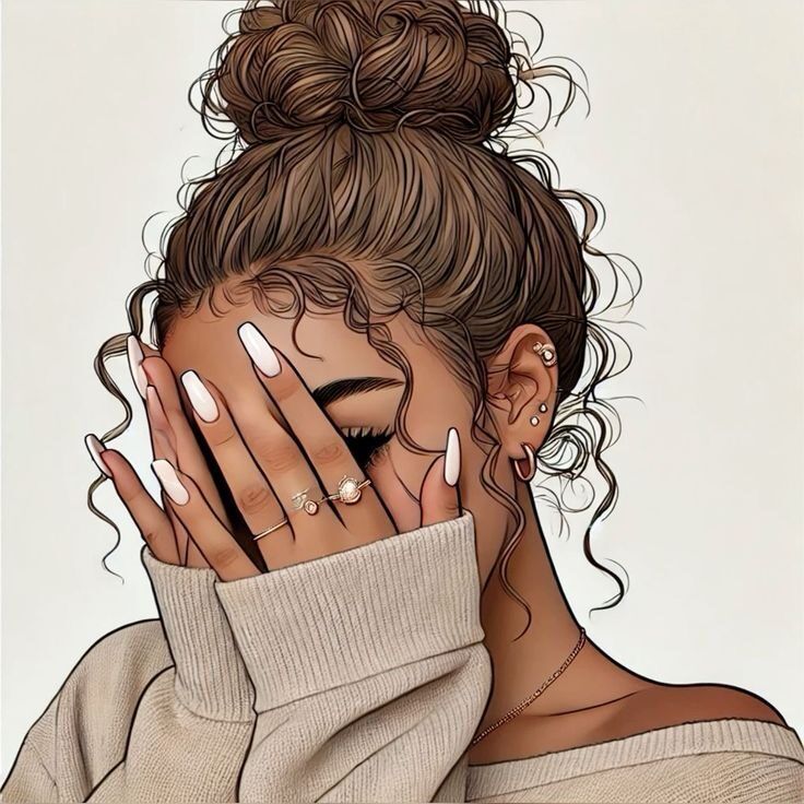 Foto de Perfil Feminino Estilo Coque e Unhas Longas