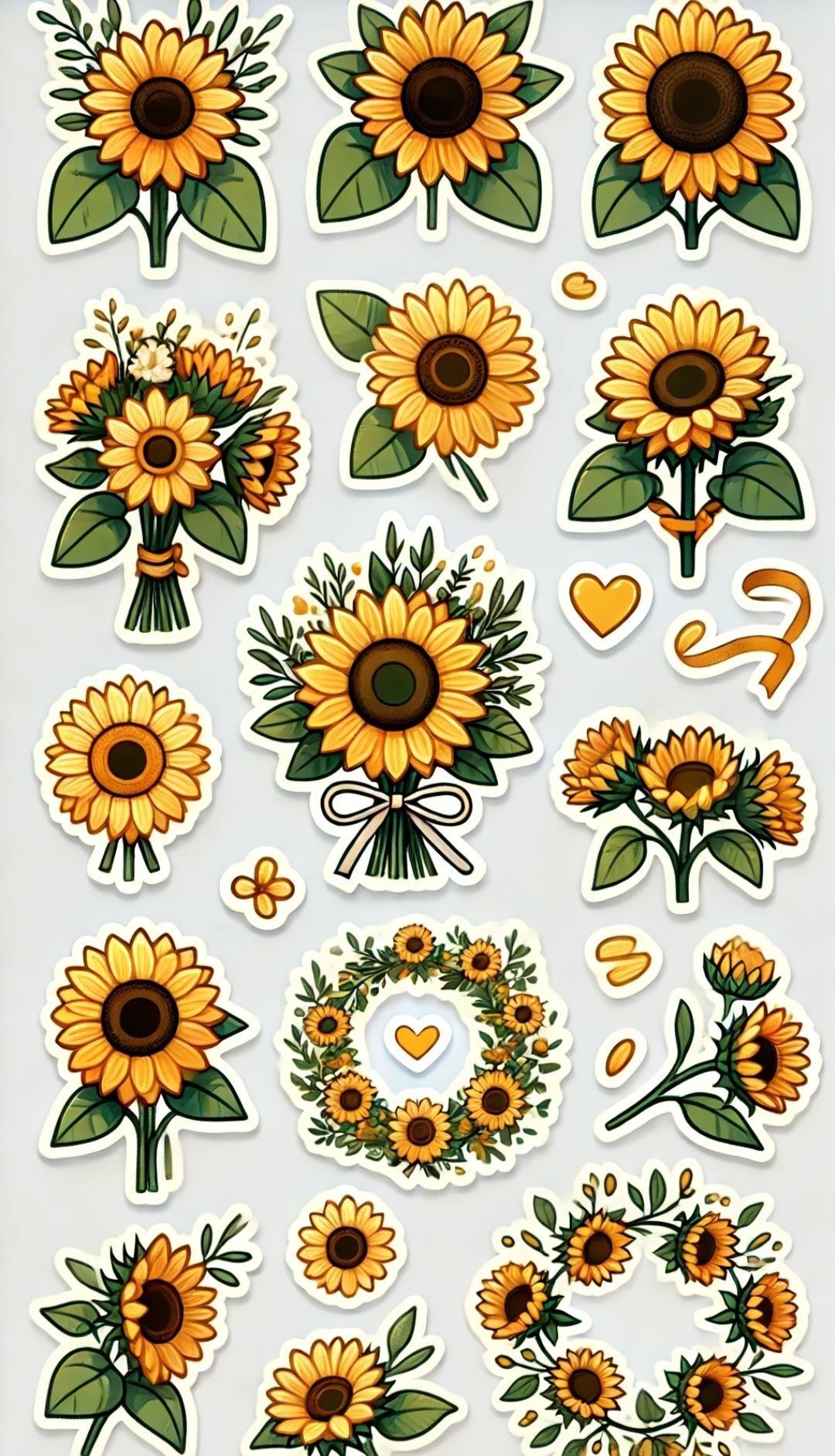 Girassóis para imprimir: Adesivos florais coloridos
