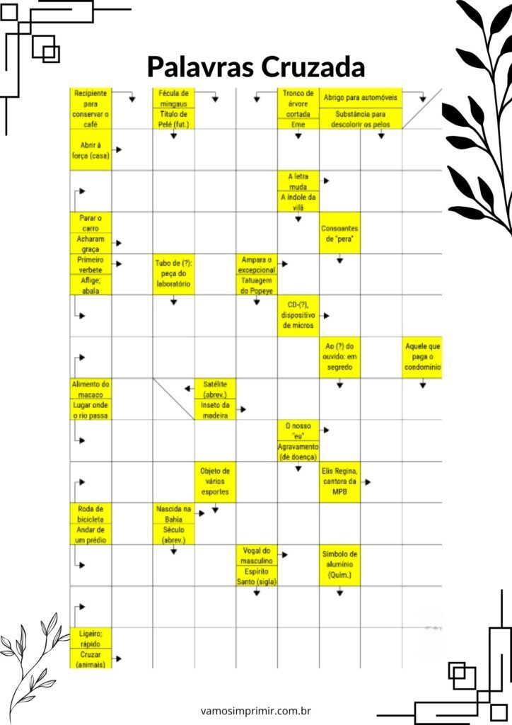 Grade de Palavras Cruzadas para Imprimir e Divertir