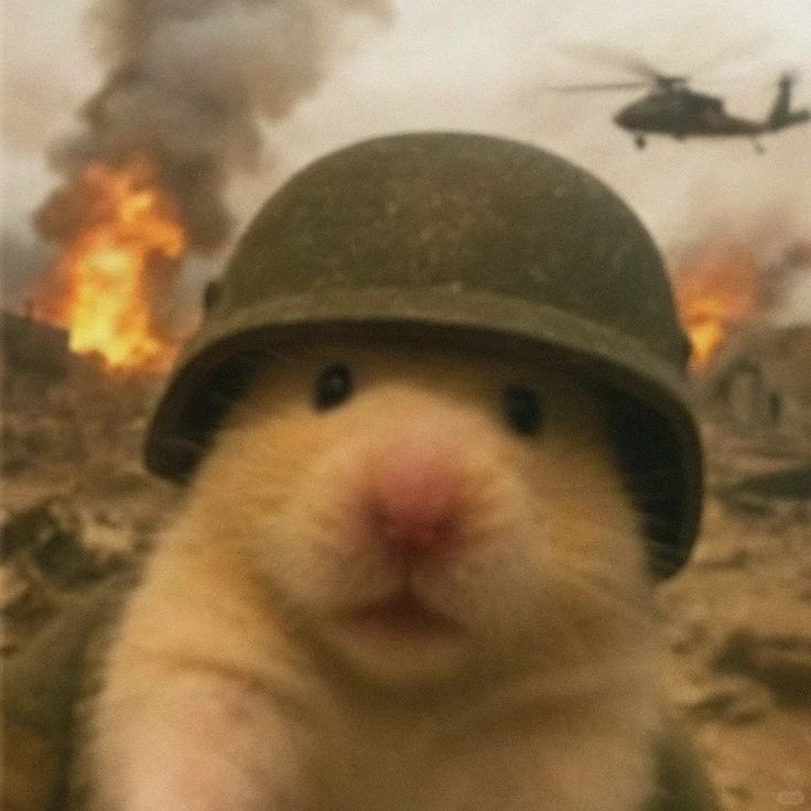 Hamster Engraçado com Capacete Militar para Perfil