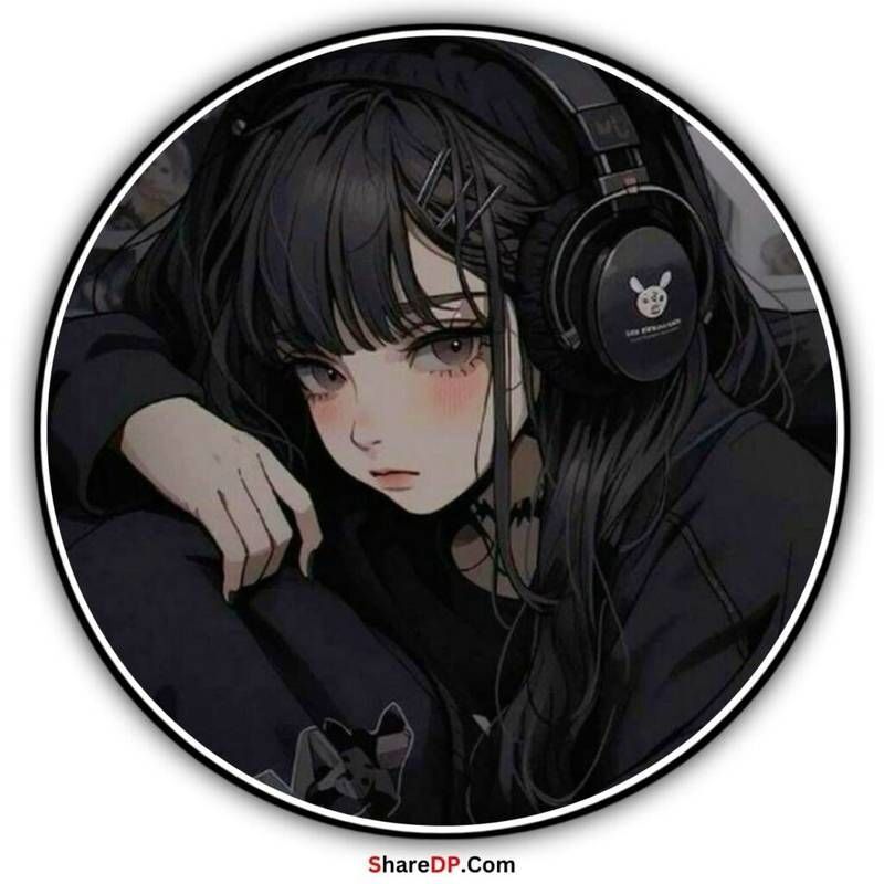 Ilustração de Garota Anime para Foto de Perfil Feminino