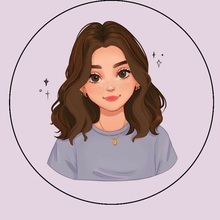 Ilustração de Mulher com Cabelo Castanho como Foto de Perfil