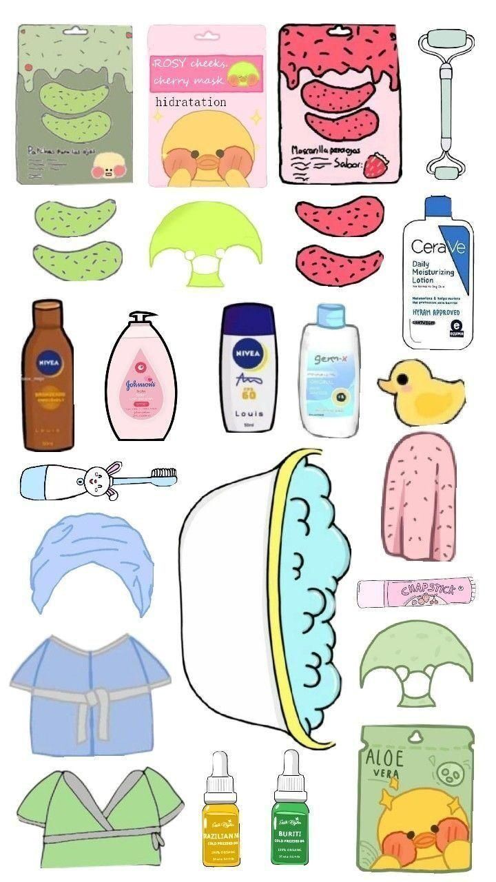 Ilustrações de Produtos de Cuidados Pessoais para Imprimir