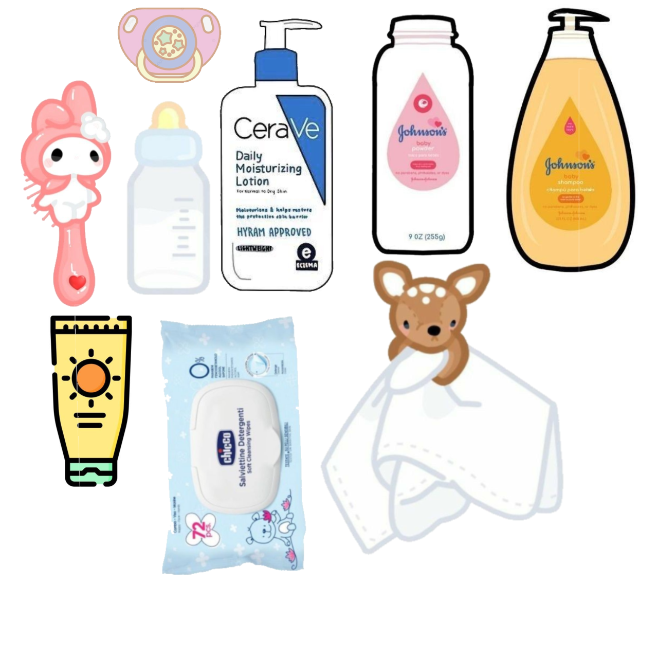 Itens para bebês: coleção ilustrativa para imprimir