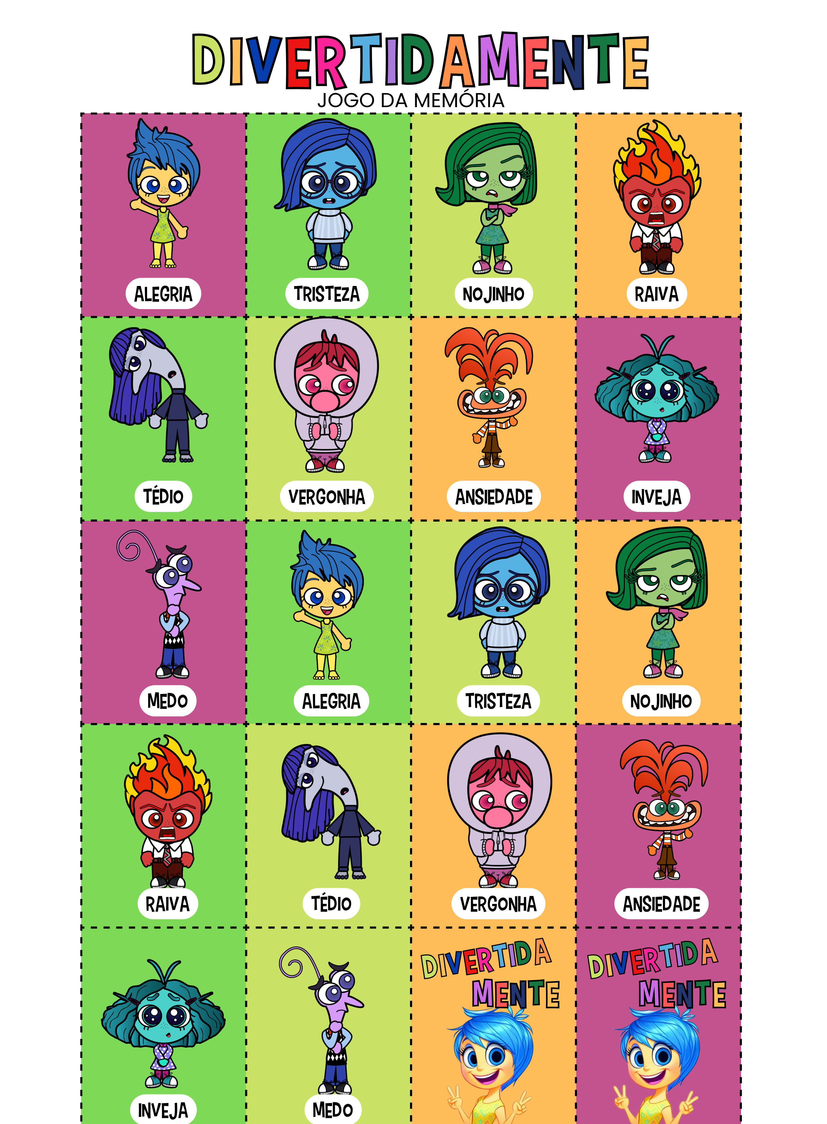 Jogo da Memória Divertidamente para Imprimir e Aprender
