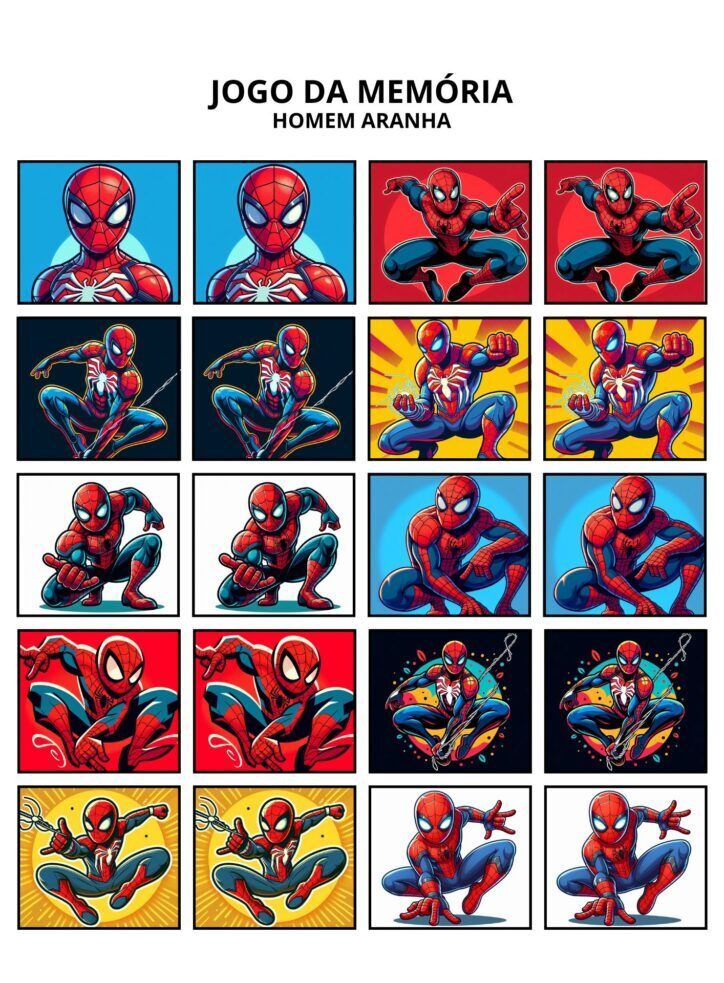 Jogo da Memória do Homem-Aranha para Imprimir e Divertir