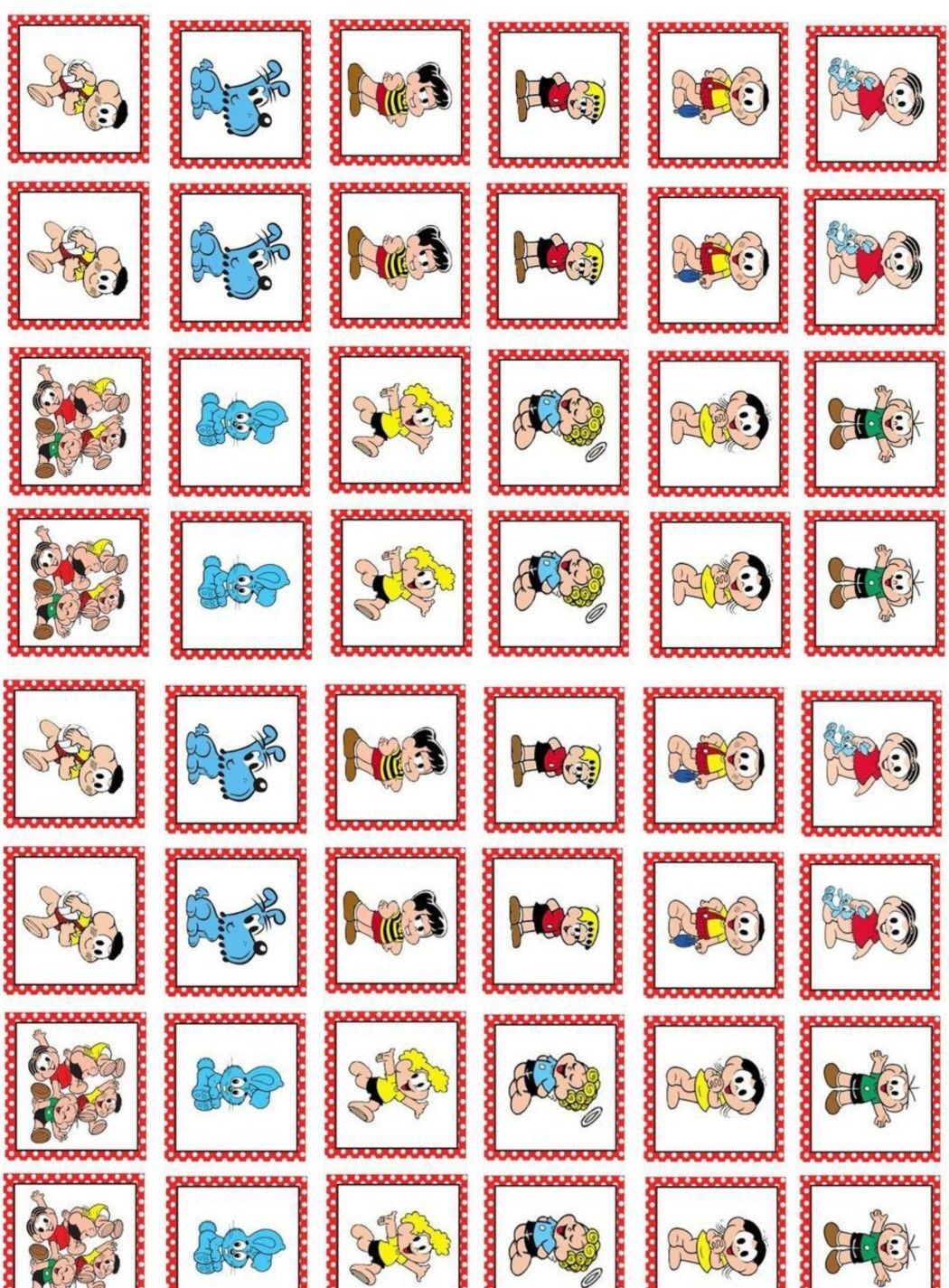 Jogo da Memoria Infantil para Imprimir com Personagens Famosos