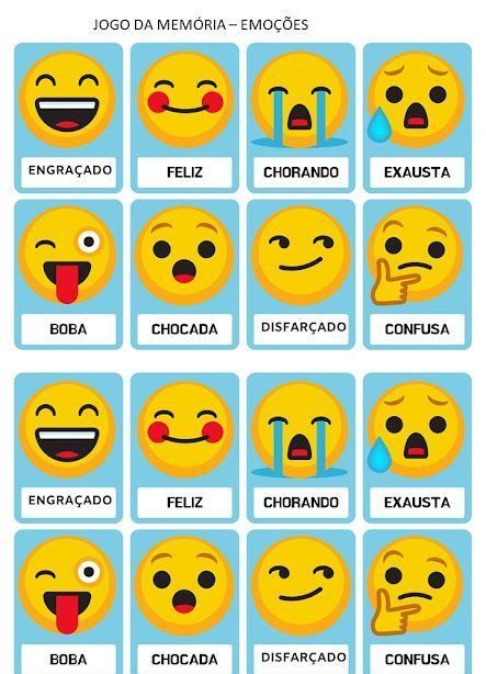 Jogo da Memória para Imprimir com Emojis de Emoções