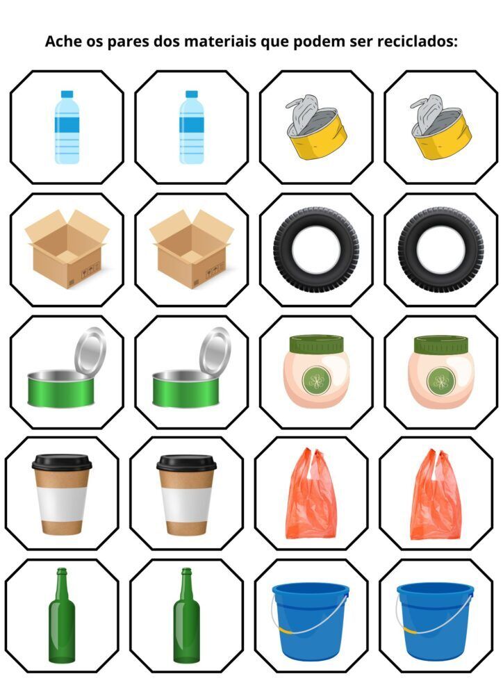 Jogo da Memória para Imprimir com Materiais Recicláveis