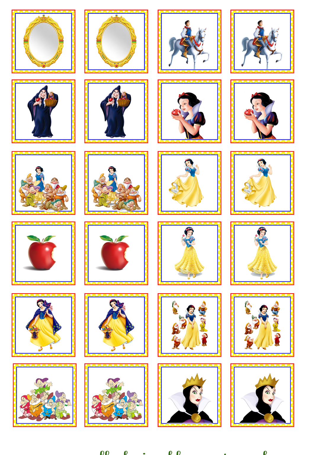 Jogo da Memoria para Imprimir - Tema Contos de Fadas