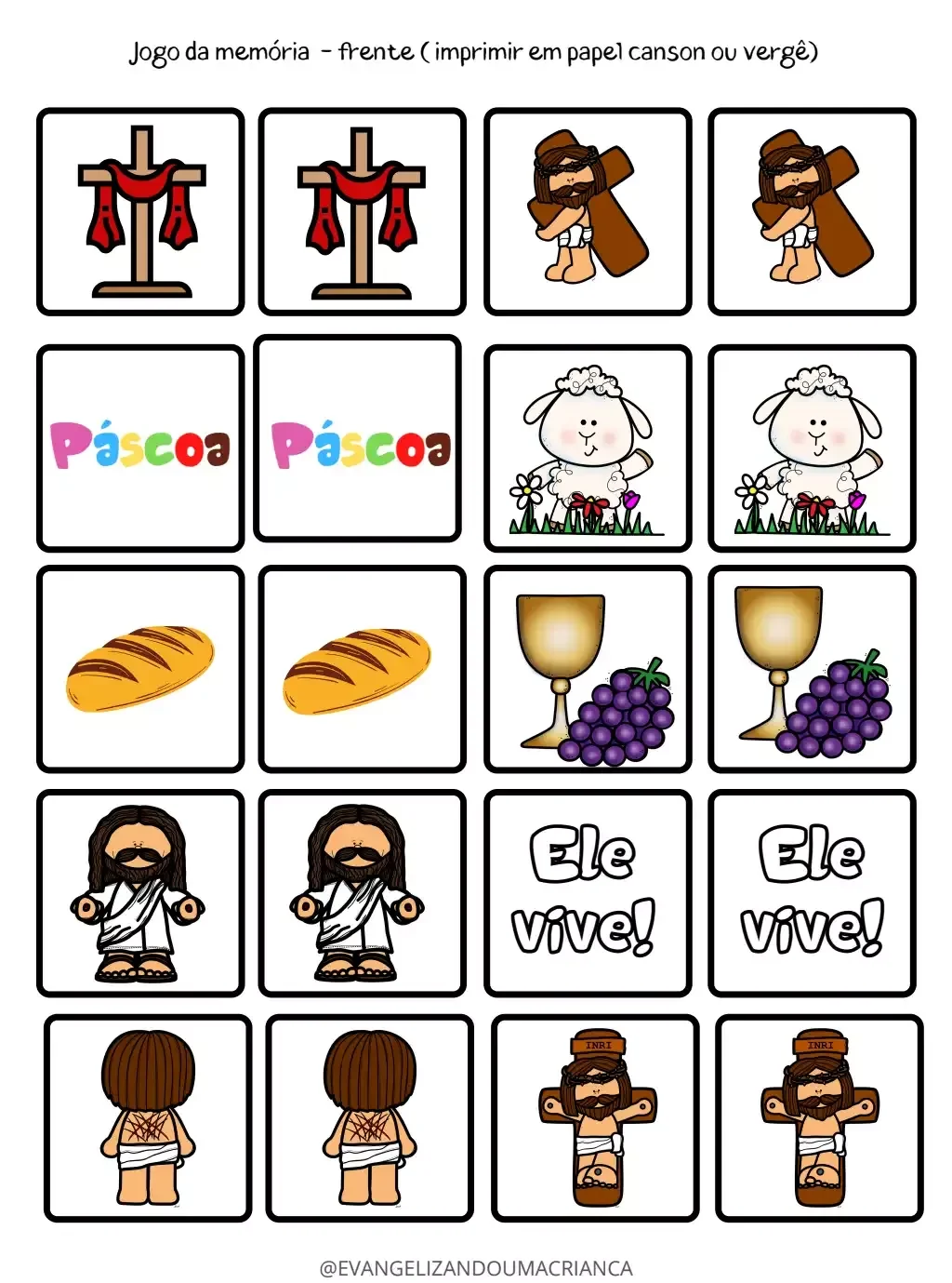 Jogo da Memoria Religioso para Imprimir | Páscoa e Jesus