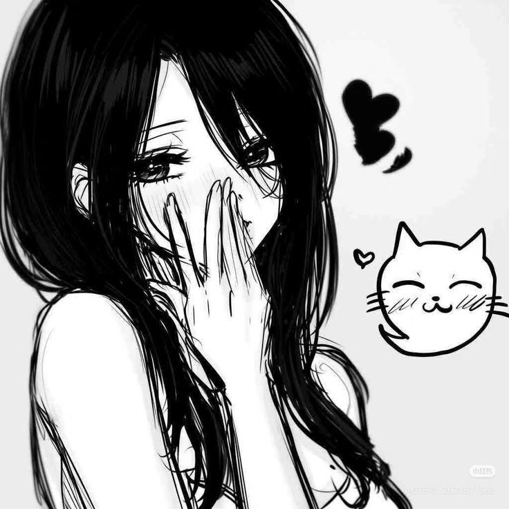 Jovem Anime com Gato para Foto de Perfil