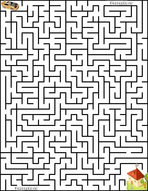 Labirinto complexa para imprimir e se divertir com caneta e folhas