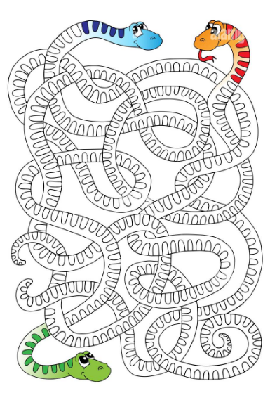 Labirinto Infantil de Serpentes para Imprimir e se Divertir
