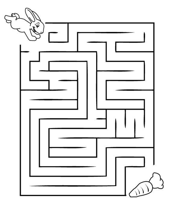 Labirinto para imprimir: Ajude o Coelho a Encontrar a Cenoura