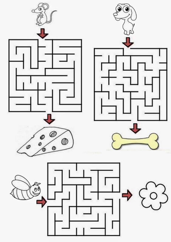 Labirinto para imprimir com animais e objetos divertidos para crianças