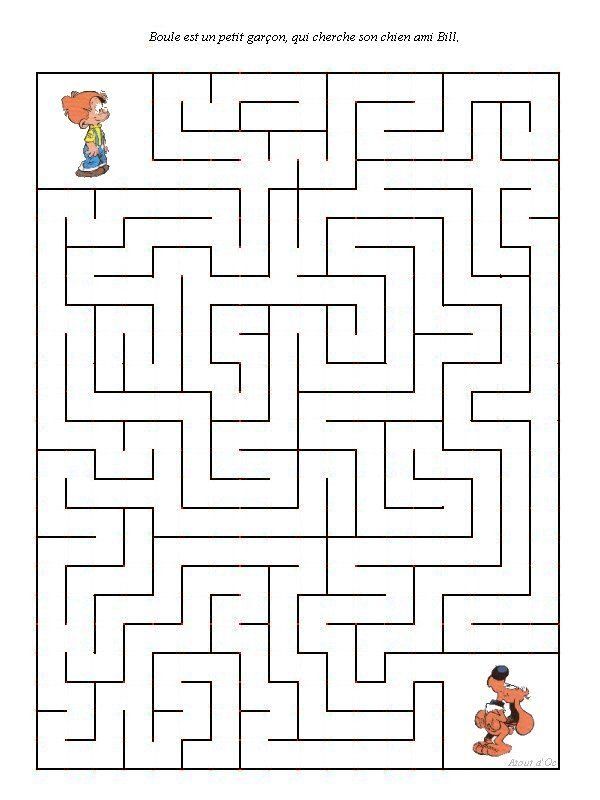 Labirinto para imprimir fácil com menino e cachorro para crianças