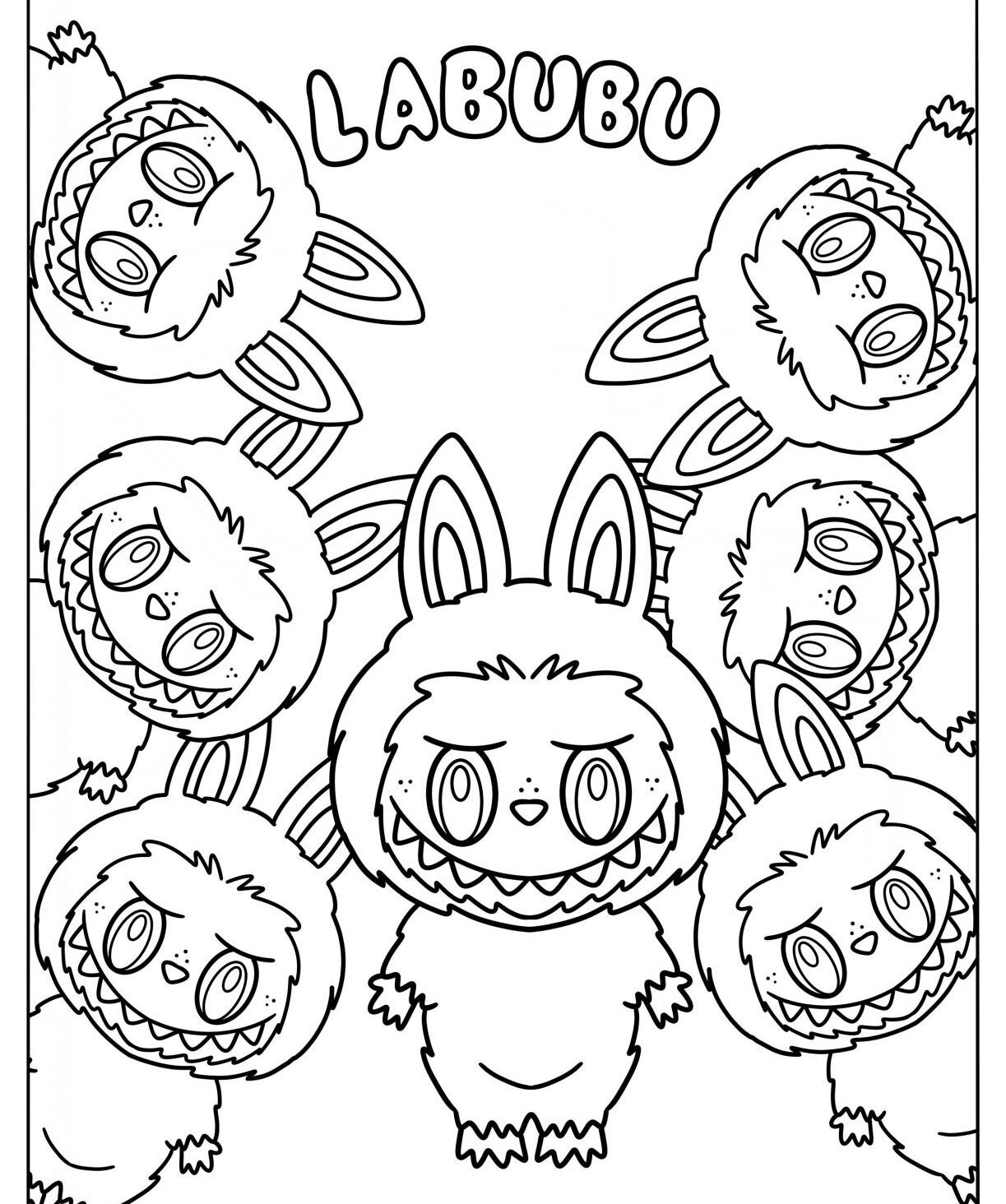 Labubu para Imprimir e Colorir com Estilo Cartoon Divertido