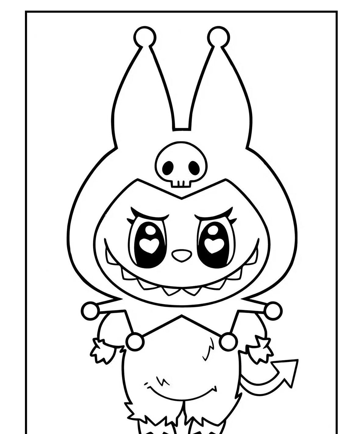 Labubu para Imprimir e Colorir com Roupas Divertidas