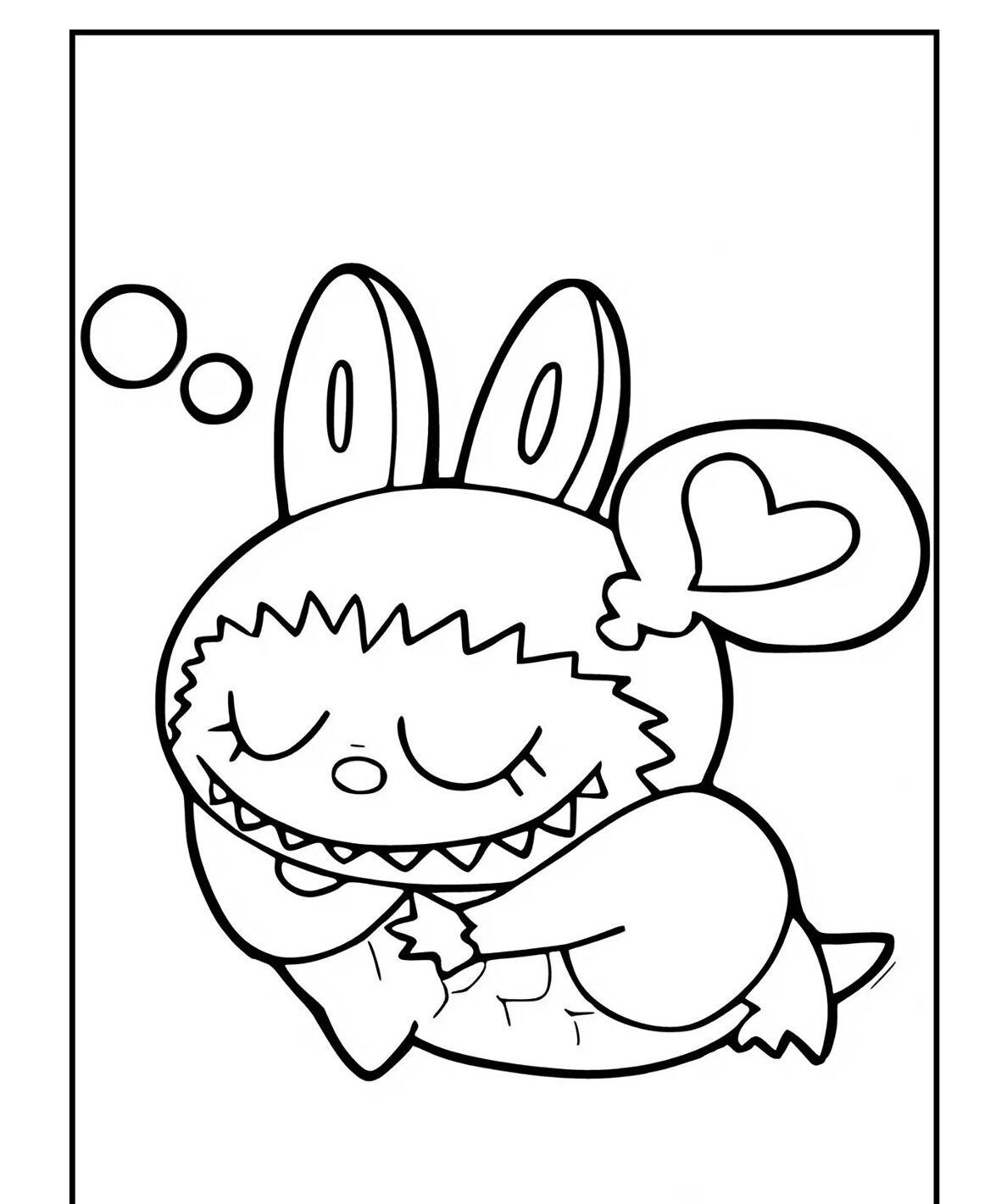 Labubu para Imprimir e Colorir com Sorriso Encantador