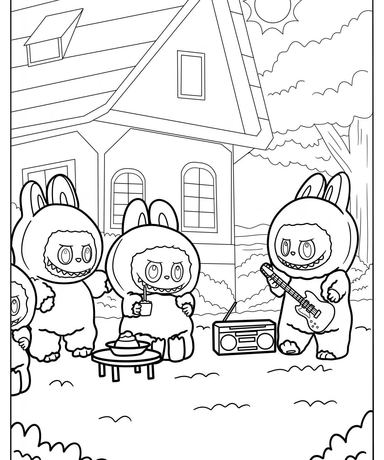 Labubu para Imprimir e Colorir Fantasia de Coelho