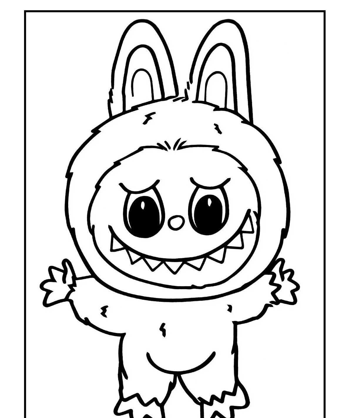 Labubu para Imprimir e Colorir, Orelhas Grandes e Sorriso