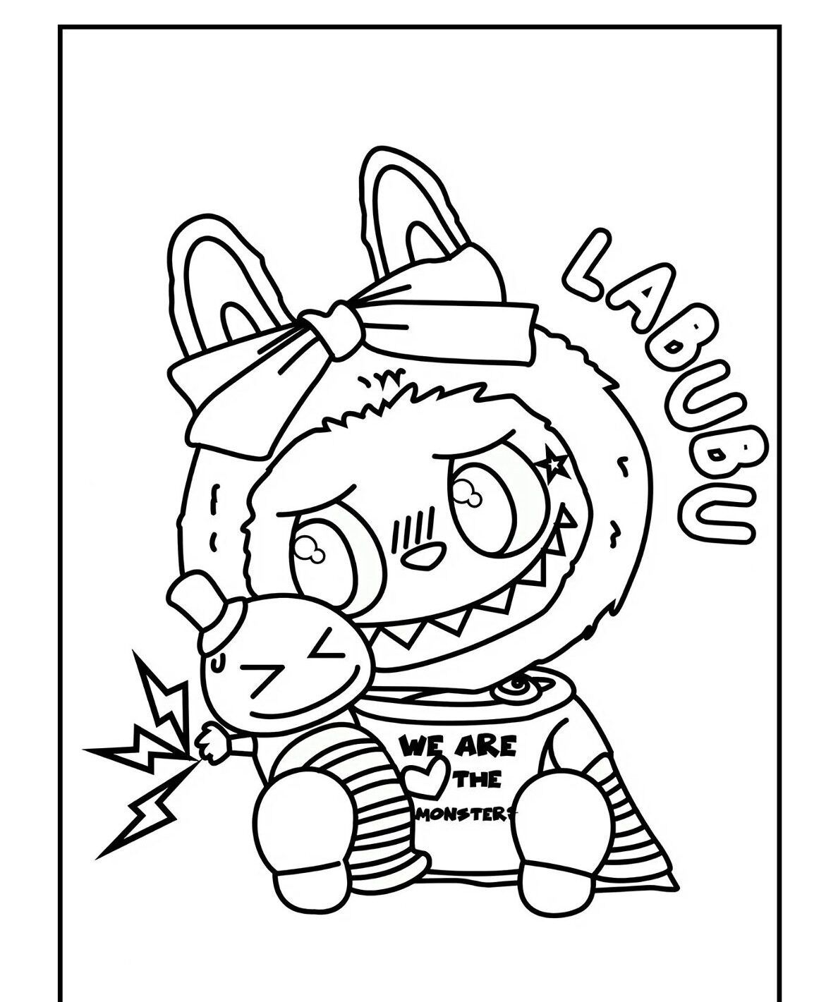Labubu para Imprimir e Colorir - Personagem Divertido