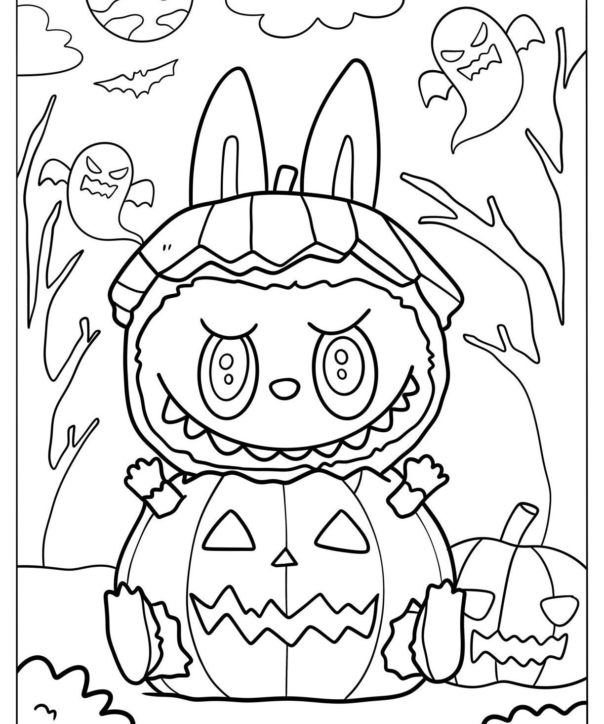 Labubu Vestido de Fantasia de Halloween para Colorir