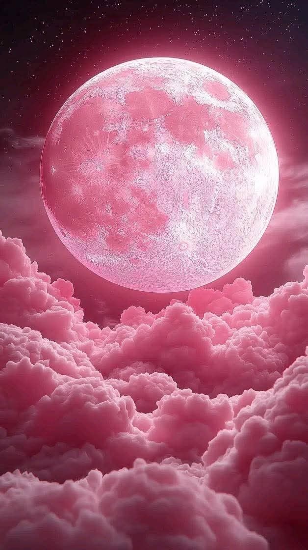 Lua Cheia Rosa para Papel de Parede Feminino