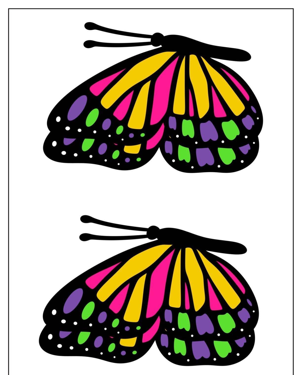 Molde de Borboleta Colorida para Imprimir e Colorir