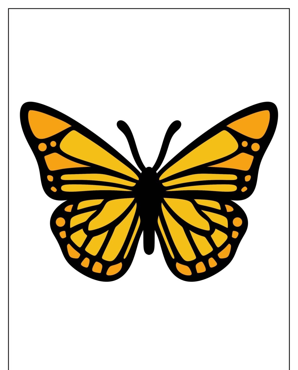 Molde de Borboleta Colorida para Imprimir em Tons de Amarelo e Preto