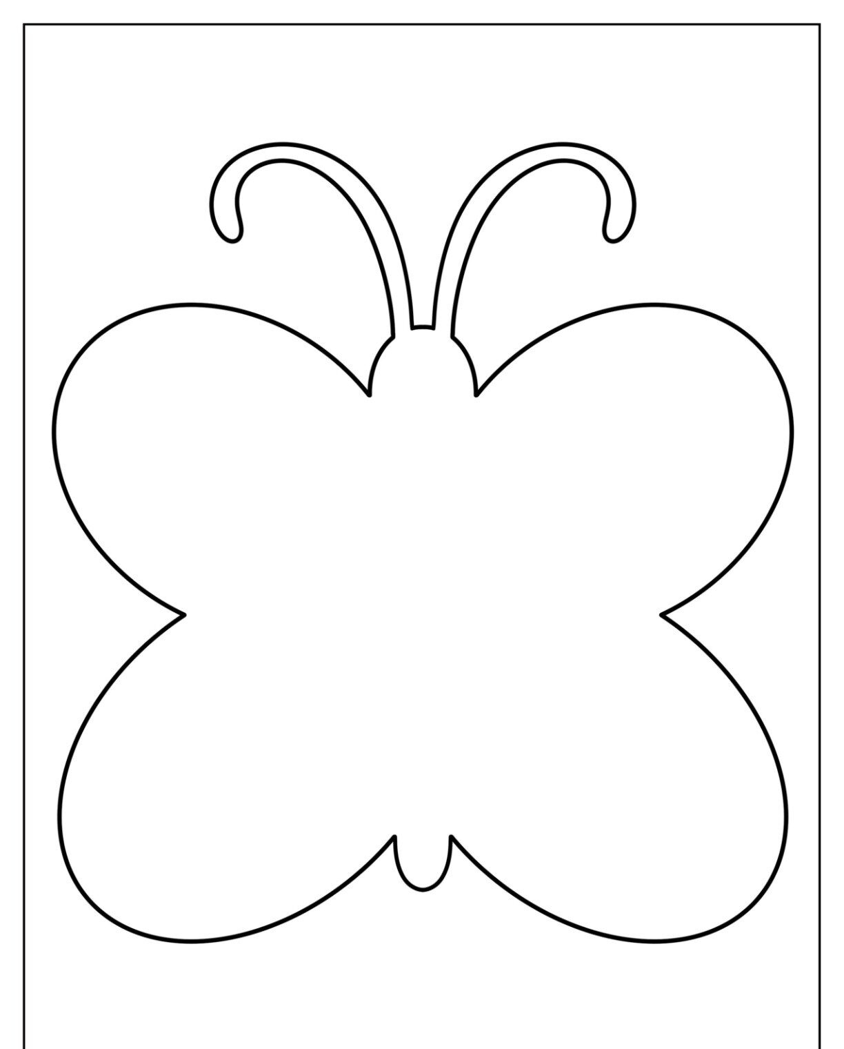 Molde de Borboleta em Preto e Branco para Imprimir e Recortar