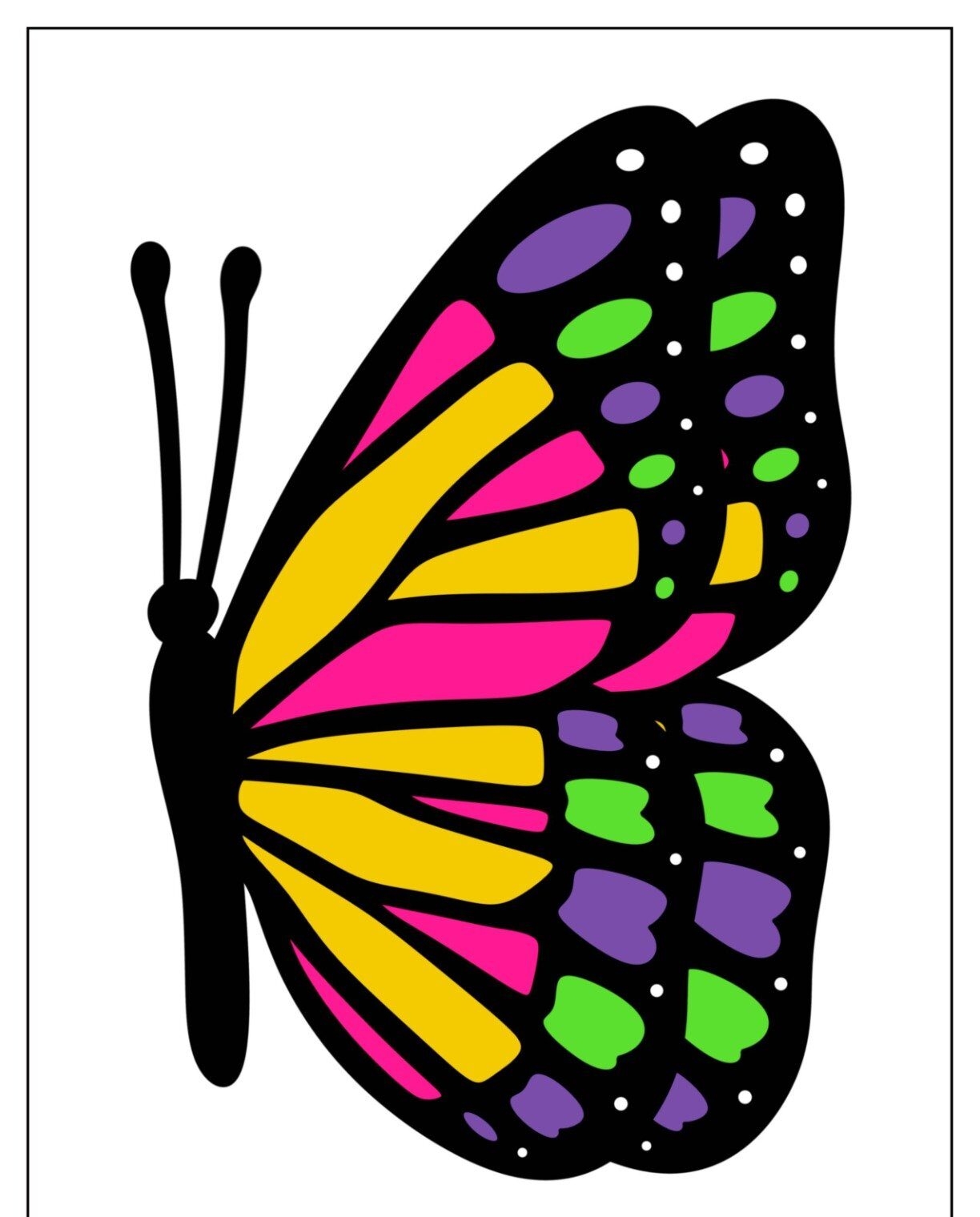 Molde de Borboleta para Imprimir com Cores Vibrantes e Detalhes