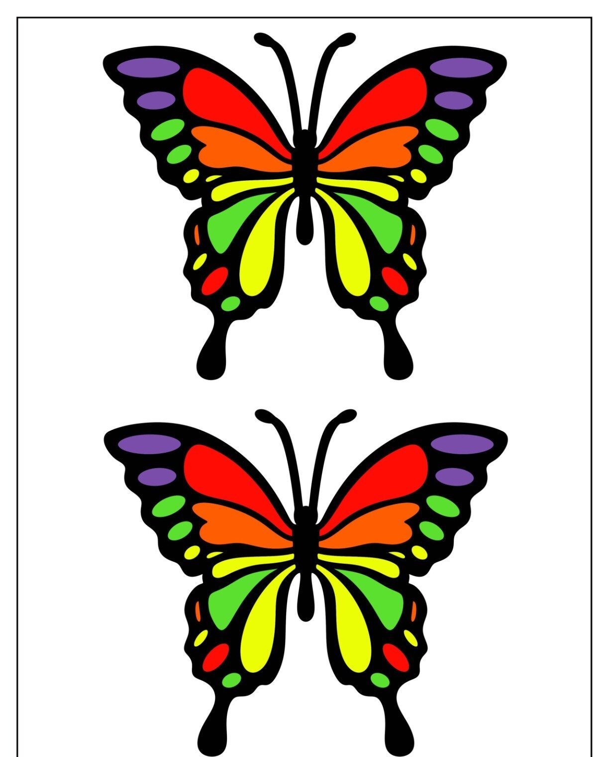 Molde de Borboletas Coloridas para Imprimir e Recortar com Design Simétrico