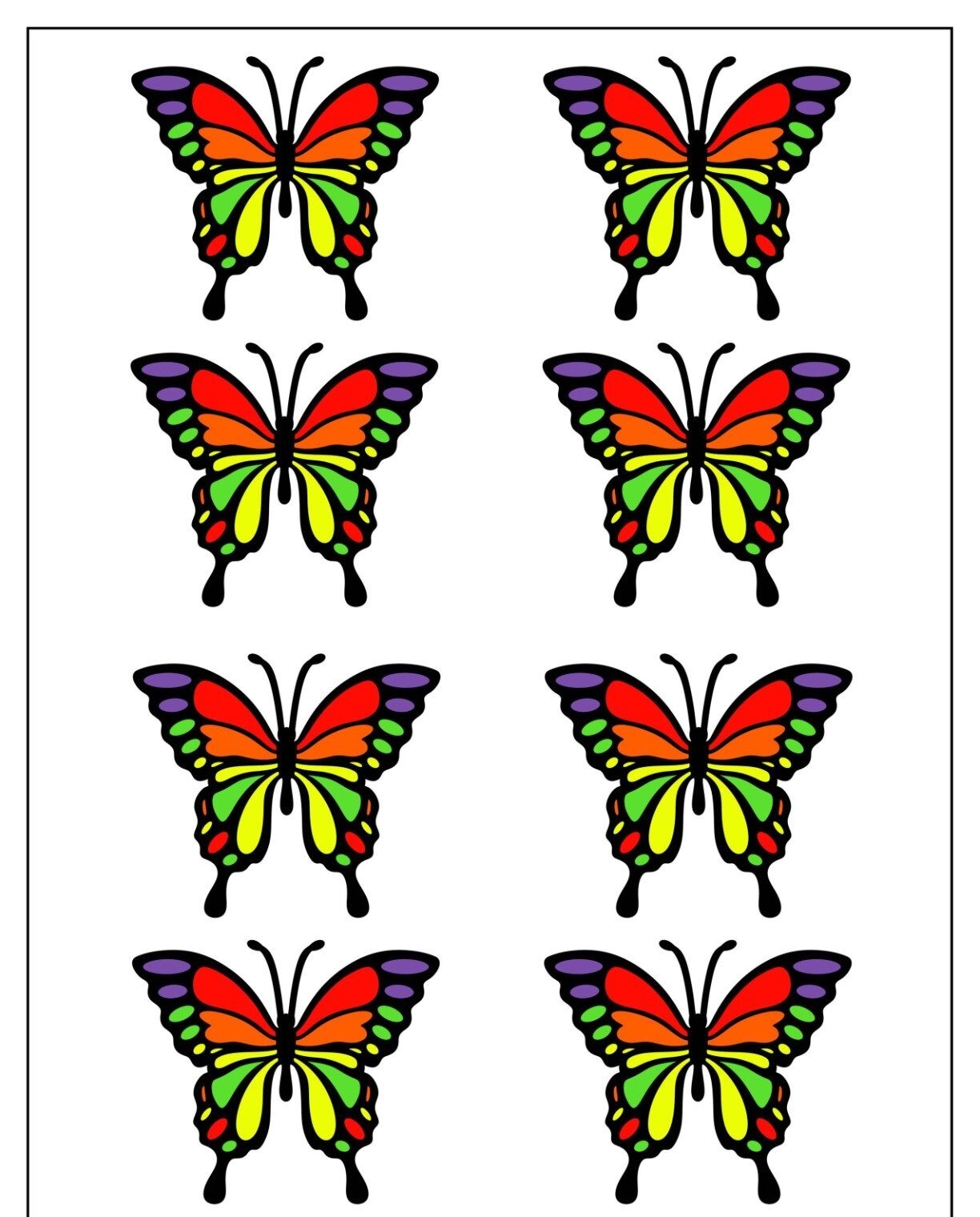 Molde de Borboletas Coloridas para Imprimir e Usar em Artesanato