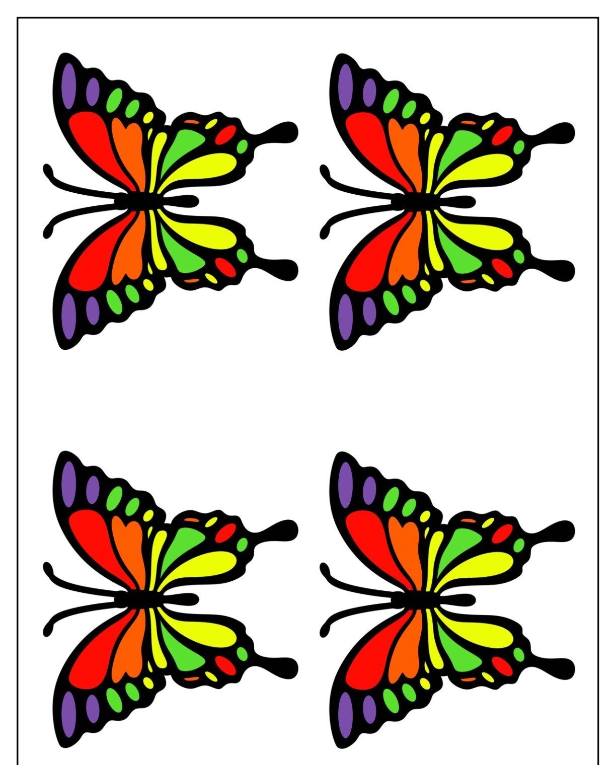 Molde de Borboletas Coloridas para Imprimir em Atividades Educativas