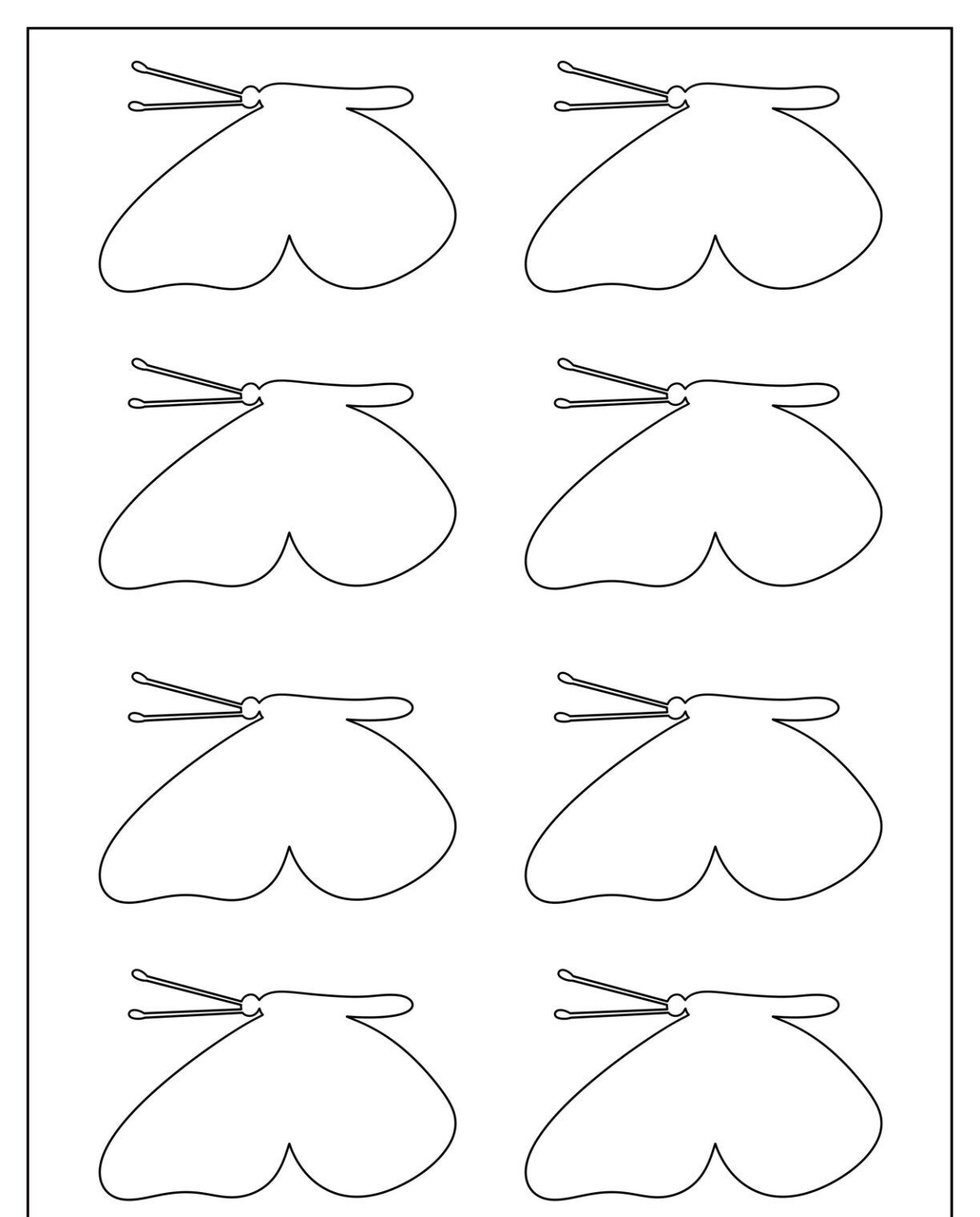 Molde de Borboletas para Imprimir - 8 Borboletas em Contornos