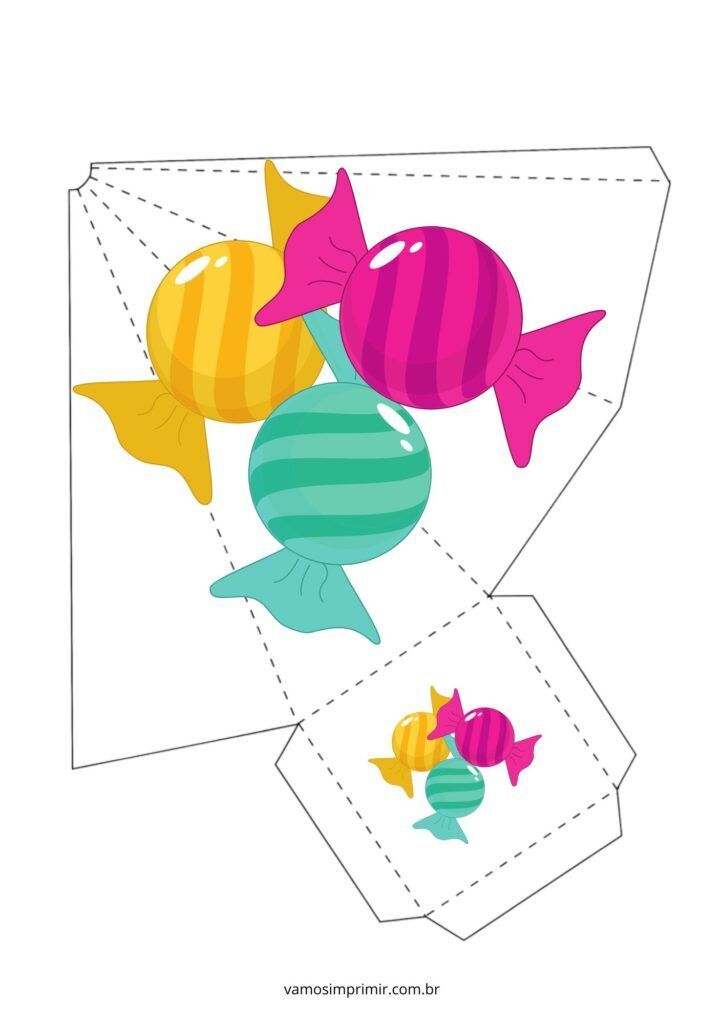 Molde de Caixa de Papel Decorada para Imprimir