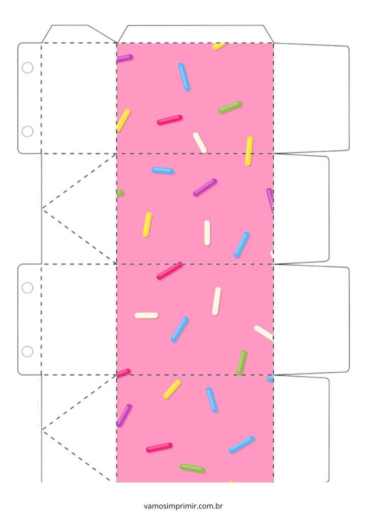 Molde de Caixa para imprimir com design colorido e divertido